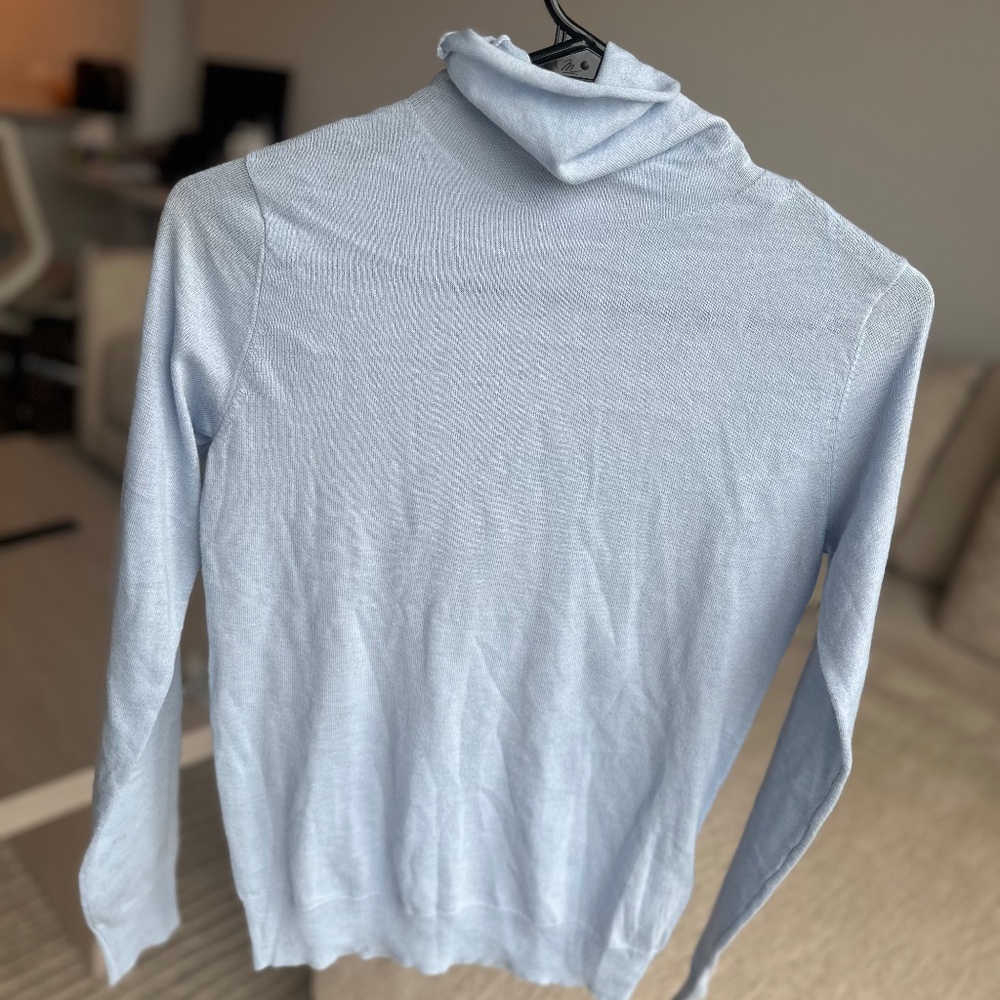 Zara Knit Turtleneck Sweater - light blue